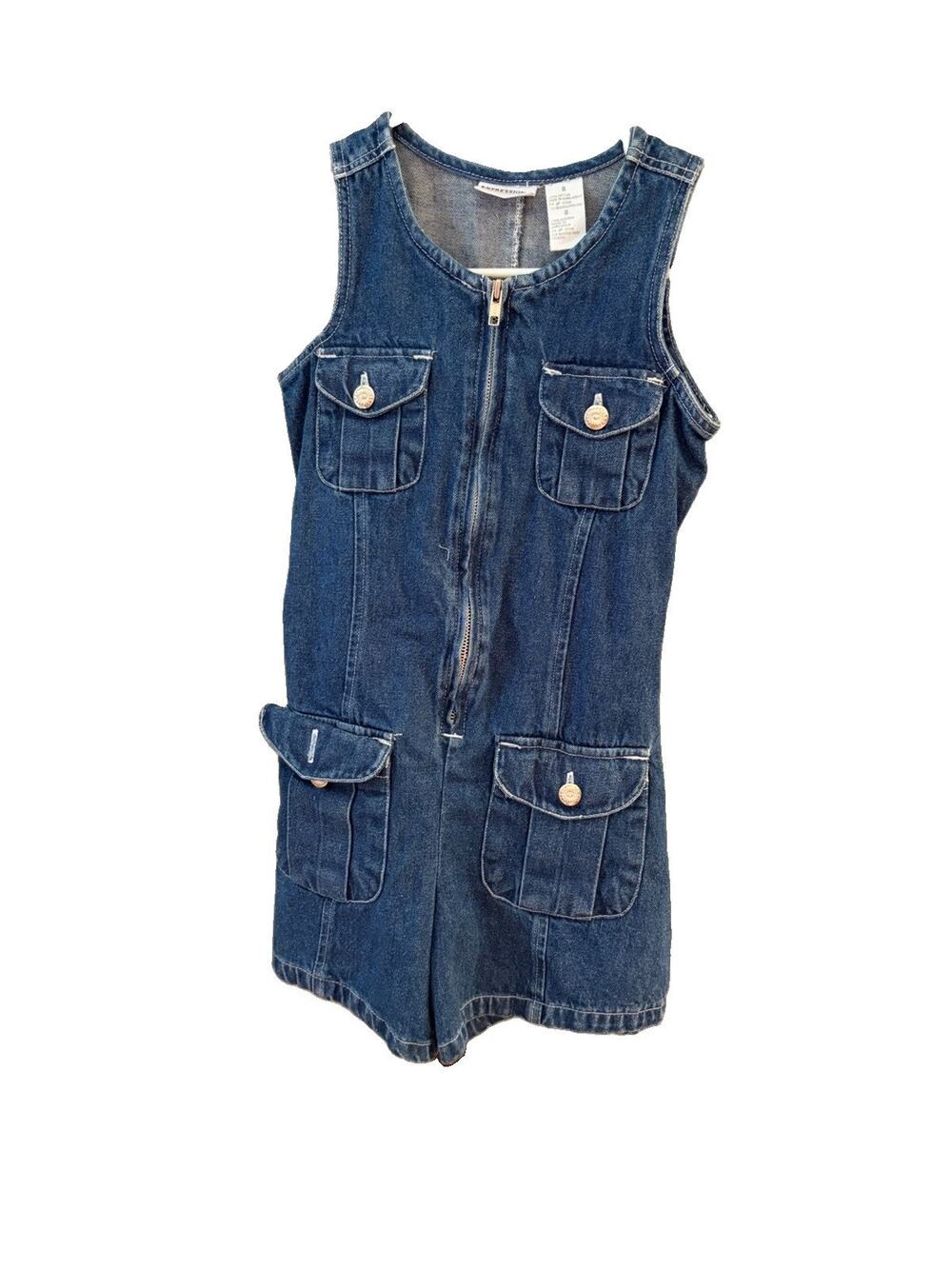 Vintage Expressions Y2K 100% Cotton Denim Girls Romper